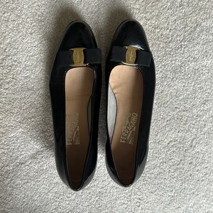 Black Patent Ferragamo Vera Pump